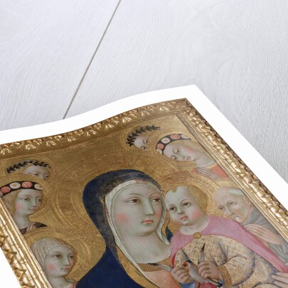 Madonna with Child, Saints Apollonia and Bernardino and four angels, ca 1460 by Sano di Pietro