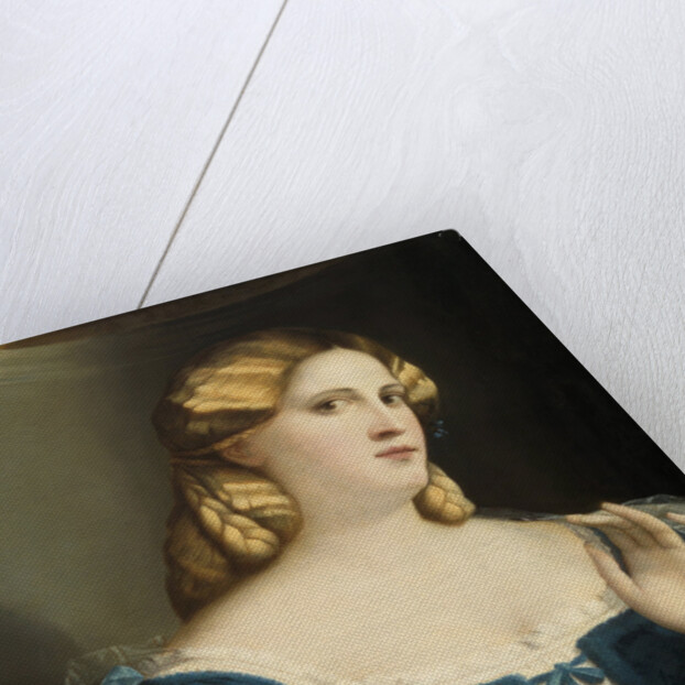 Young Woman in a Blue Dress, with Fan, 1512-1514 by Jacopo Palma il Vecchio the Elder