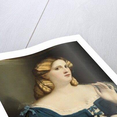 Young Woman in a Blue Dress, with Fan, 1512-1514 by Jacopo Palma il Vecchio the Elder