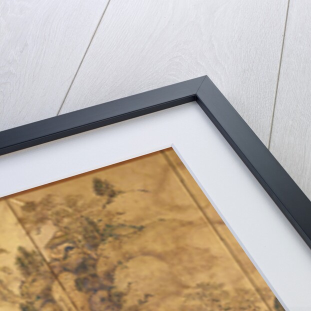 Roukaku Sansui Zu (Landscape with tower) Left of a pair of six-section folding screens, c. 1750 by Ike no Taiga