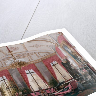 Interiors of the Winter Palace. The Raspberry Study of Empress Maria Alexandrovna, 1860s by Eduard Hau