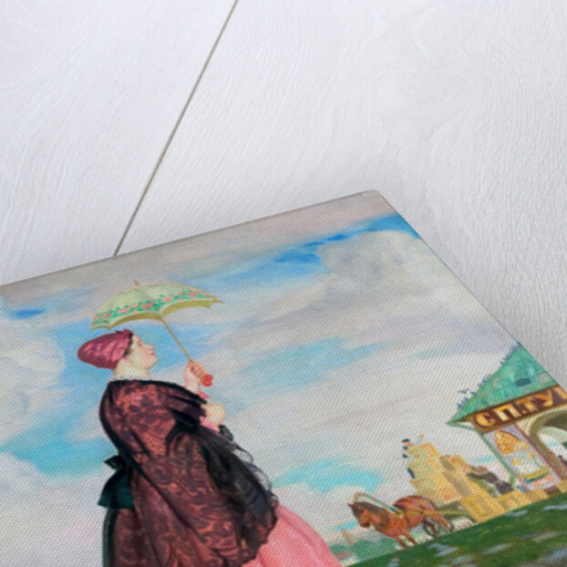 Merchants woman with purchases, 1920 by Boris Michaylovich Kustodiev