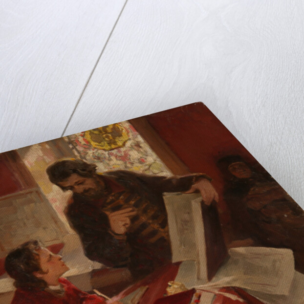 Nikita Zotov teaches young Peter I, 1902 by Klavdi Vasilyevich Lebedev