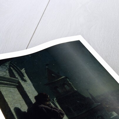 Strelets on the Moscow Kremlin tower at Moonlit Night, 1890s by Nikolai Sergeyevich Matveyev