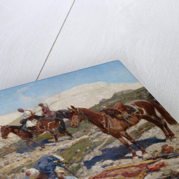 Cherkessian Horseman Crossing the River by Franz Roubaud