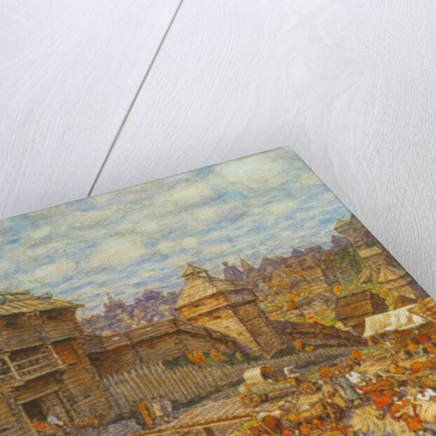 Wooden City of Moscow in the 14th century by Appolinari Mikhaylovich Vasnetsov