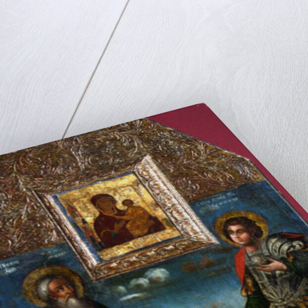 The Virgin Hodegetria of Smolensk with Saints Abraham of Smolensk und Mercurius of Smolensk, 1722 by Russian icon