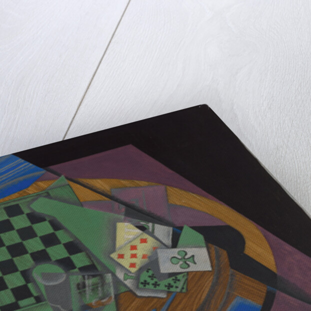 Checkerboard and playing cards, 1915 by Juan Gris