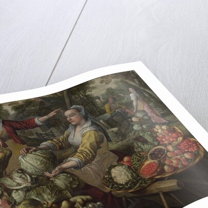 The Four Elements: Earth. A Fruit and Vegetable Market with the Flight into Egypt in the Background, 1569 by Joachim Beuckelaer