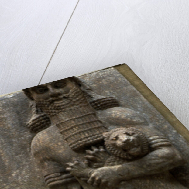Hero Gilgamesh mastering a lion, 722-705 BC by Assyrian Art