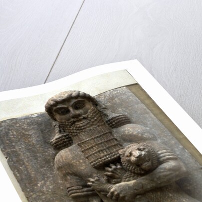 Hero Gilgamesh mastering a lion, 722-705 BC by Assyrian Art