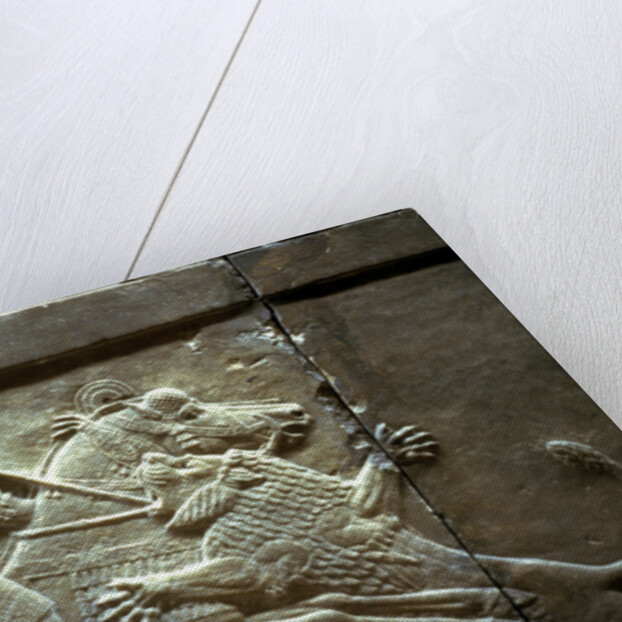 King Ashurnasirpal II during a royal lion hunt, 650-620 BC by Assyrian Art