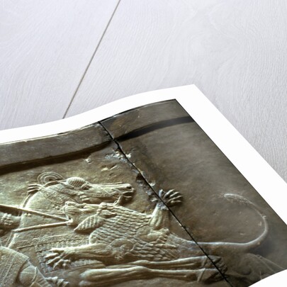 King Ashurnasirpal II during a royal lion hunt, 650-620 BC by Assyrian Art