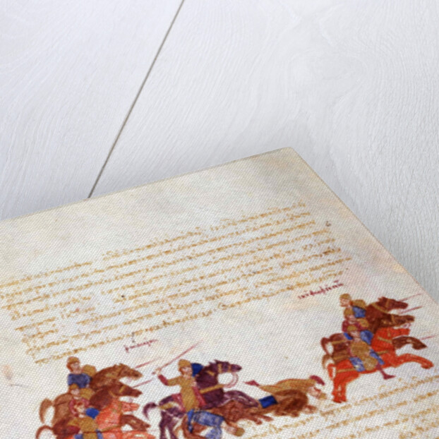 Pursuit of Sviatoslavs warriors by the Byzantine army (Miniature from the Madrid Skylitzes), 11th-1 by Anonymous
