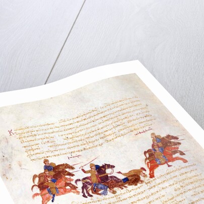 Pursuit of Sviatoslavs warriors by the Byzantine army (Miniature from the Madrid Skylitzes), 11th-1 by Anonymous