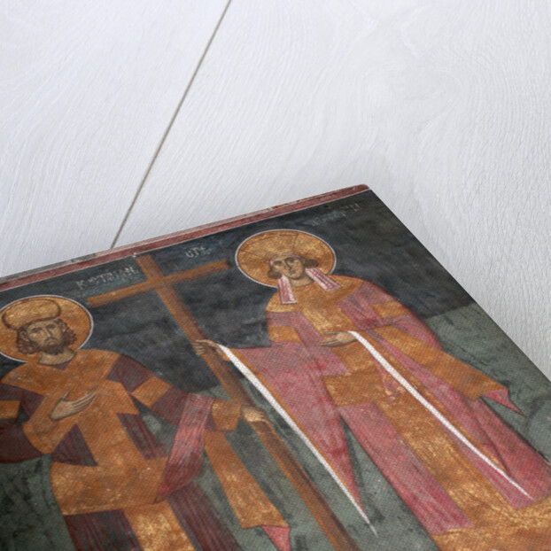 Exaltation of the Cross. Saints Constantine the Great and Helena, ca 1350 by Anonymous