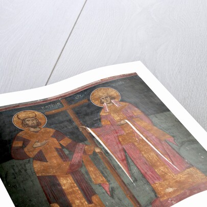 Exaltation of the Cross. Saints Constantine the Great and Helena, ca 1350 by Anonymous