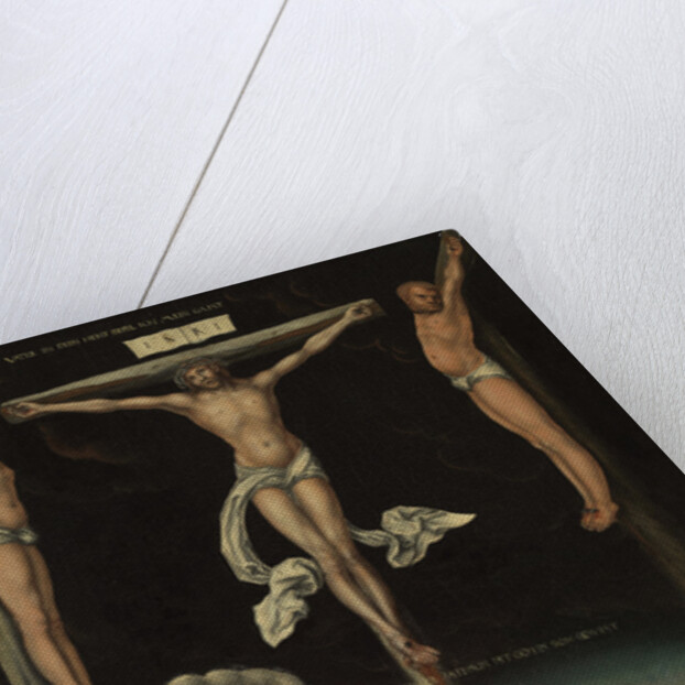 The centurion Longinus among the crosses of Christ and the two thieves, 1539 by Lucas Cranach the Elder