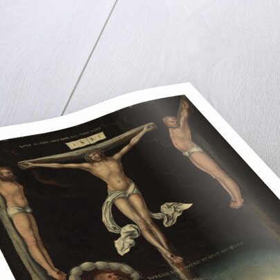 The centurion Longinus among the crosses of Christ and the two thieves, 1539 by Lucas Cranach the Elder