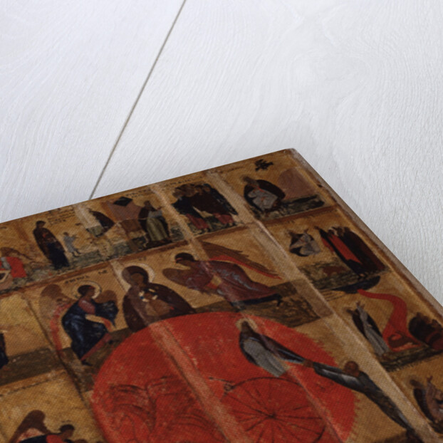 The Prophet Elijah with Scenes from His Life, End of 14th cen by Russian icon