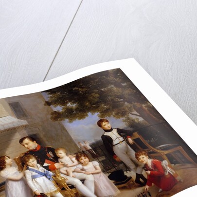The Emperor Napoleon I on the terrace of the Château Saint-Cloud surrounded by his children by Louis Ducis