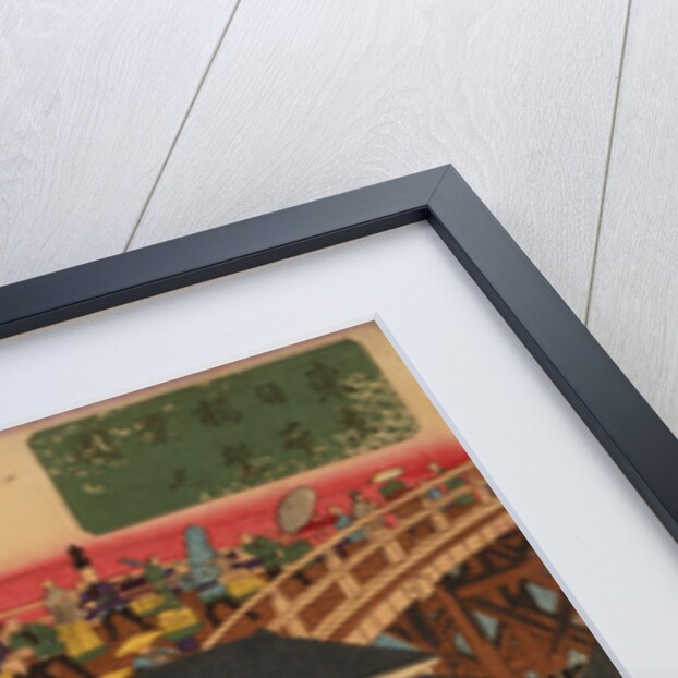 Flourishing Nihonbashi section of Tokyo. (Tokyo Nihonbashi han ei no zu) Triptych by Utagawa Yoshitora