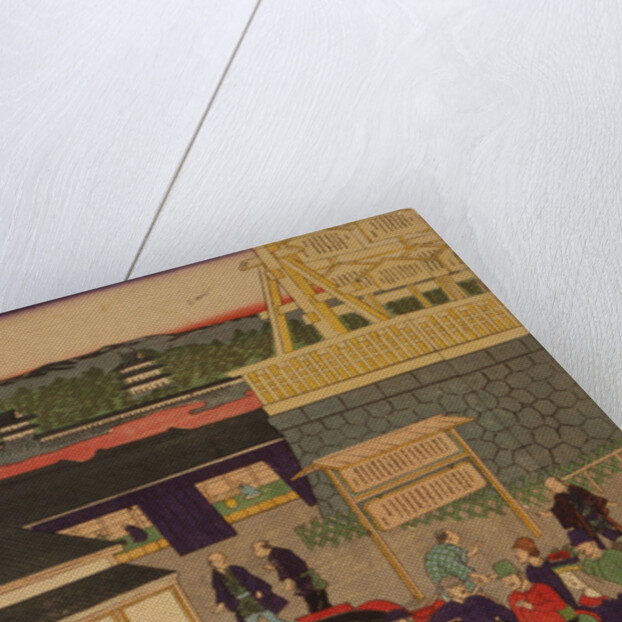 Flourishing Nihonbashi section of Tokyo. (Tokyo Nihonbashi han ei no zu) Triptych by Utagawa Yoshitora