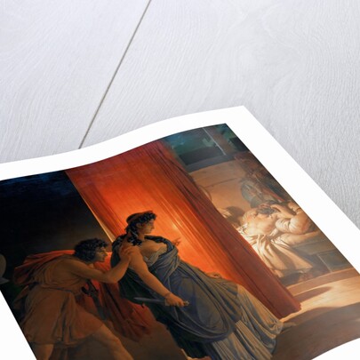 Clytemnestra hesitates before killing the sleeping Agamemnon by Baron Pierre Narcisse Guérin