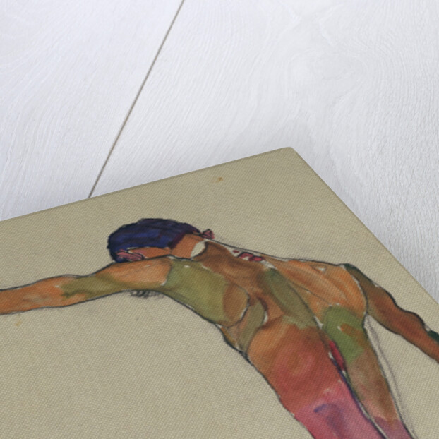 Male Nude with Arm Raised by Egon Schiele