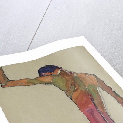 Male Nude with Arm Raised by Egon Schiele