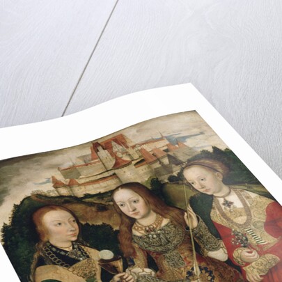 Altarpiece with the Martyrdom of Saint Catharine, right wing: The Saint Barbara, Ursula and Margaret by Lucas Cranach the Elder