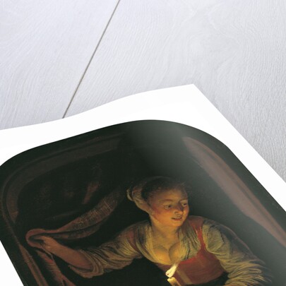 Woman with a lighted Candle at a Window by Gerart Dou