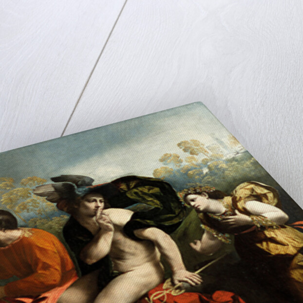 Jupiter, Mercury and the Virtue (Jupiter Painting Butterflies) by Dosso Dossi