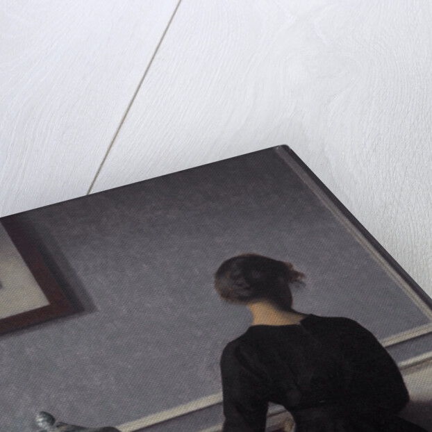 Interior with Young Woman from Behind by Vilhelm Hammershøi