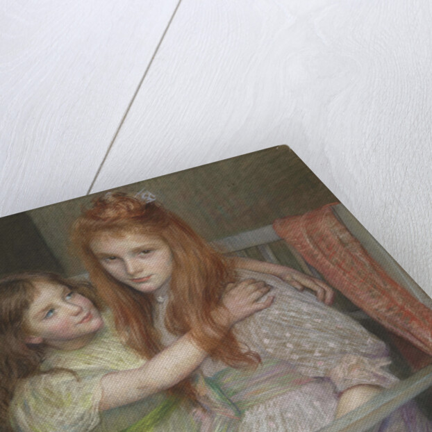 Two girls sitting on a bench by Louise-Cathérine Breslau