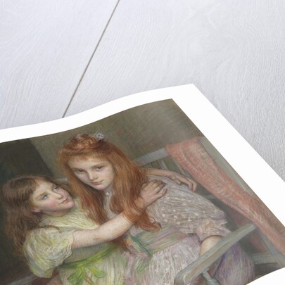 Two girls sitting on a bench by Louise-Cathérine Breslau