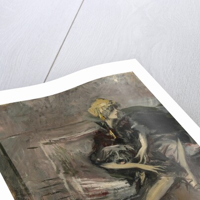 Lady In A Yellow Hat With Her Dog (Marchesa Casati) by Giovanni Boldini