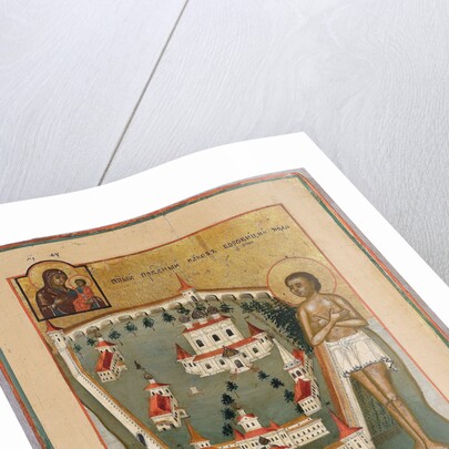 Saint James of Borovichi, Wonderworker of Novgorod with the Valday Iversky Monastery, Early 19th cen by Russian icon