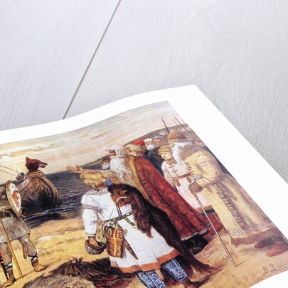 The Invitation of the Varangians: Rurik and his brothers arrive in Staraya Ladoga, before 1912 by Viktor Mikhaylovich Vasnetsov