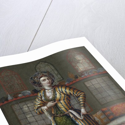 A noble lady of Constantinople wearing Hammam shoes by Jean-Baptiste Vanmour