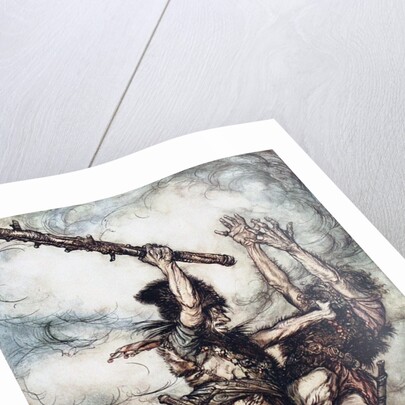 Giant Fafner Kills Fasolt. Illustration for The Rhinegold and The Valkyrie by Richard Wagner, 1910 by Arthur Rackham