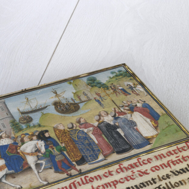 The Byzantine Emperor Welcoming Roussillon and Martel, 1468-1470 by Loyset Liédet