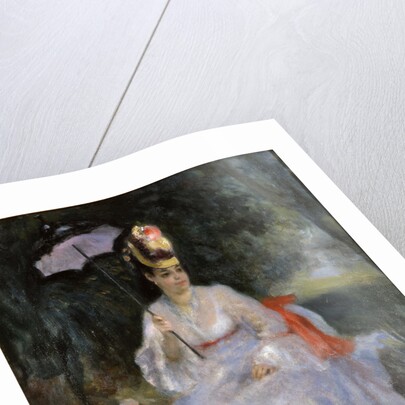 Woman with a parasol sitting in a garden, 1872 by Pierre Auguste Renoir