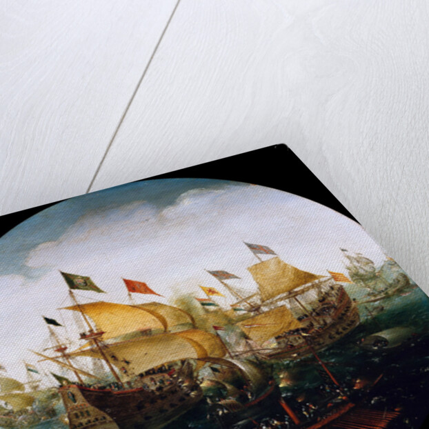 Sea battle between the Dutch and Spanish ships, 1604 by (Aert van Antum) Aert Anthonisz.