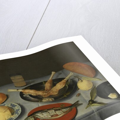 Breakfast with bread, cheese, fish and beer, c. 1615 by Jacob van Hulsdonck