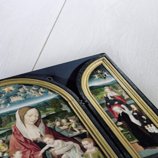 Virgin and Child with Music-Making Angels and the Sampsons-Coolen family, Triptych, 1500-1525 by Jacob Cornelisz van Oostsanen