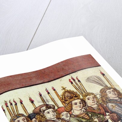 Queen Elizabeth of Luxembourg. Detail from the Richentals illustrated chronicle, c. 1440 by Master of the Chronicle of the Council of Constance