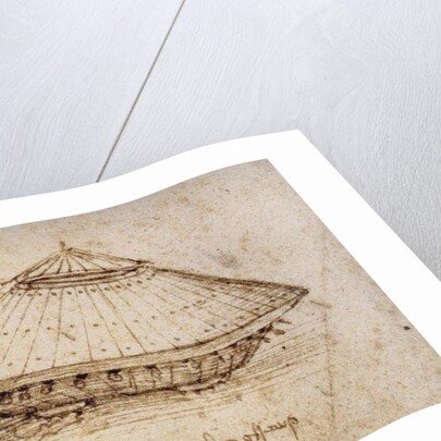Drawing of an armoured tank, ca 1485 by Leonardo da Vinci