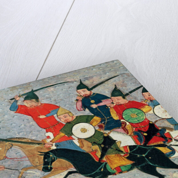 Ghenghis Khan in combat. Miniature from Jami al-tawarikh (Universal History), ca 1430 by Anonymous