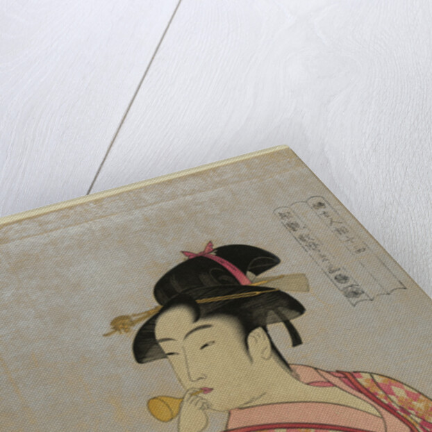 Young Woman Blowing a Glass Pipe (poppin), from the series Ten Types in the Physiognomic Study of Wo by Kitagawa Utamaro
